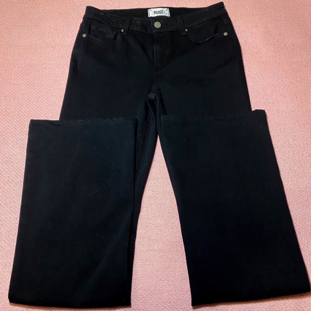Paige Skyline Boot Black Bootcut Jeans Womens Size 28 Stretch Denim Pants - Picture 3 of 9
